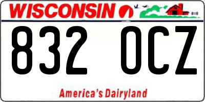 WI license plate 832OCZ