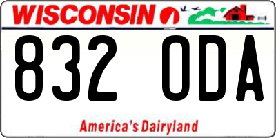 WI license plate 832ODA