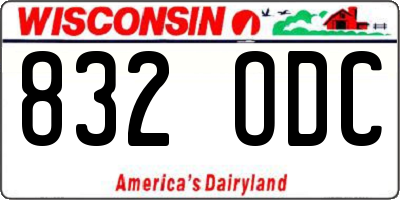 WI license plate 832ODC