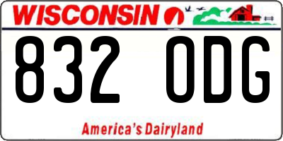 WI license plate 832ODG