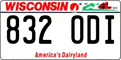 WI license plate 832ODI
