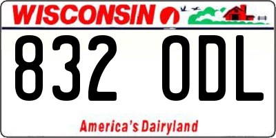 WI license plate 832ODL