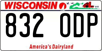 WI license plate 832ODP