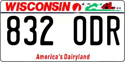 WI license plate 832ODR