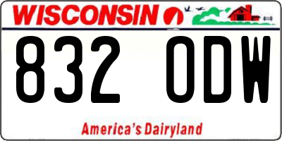 WI license plate 832ODW