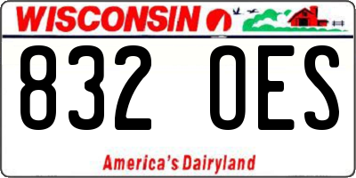 WI license plate 832OES