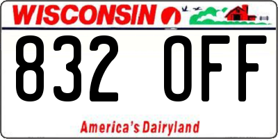 WI license plate 832OFF