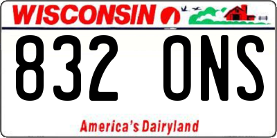 WI license plate 832ONS