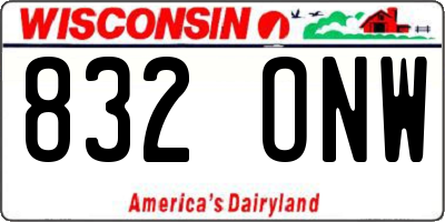 WI license plate 832ONW