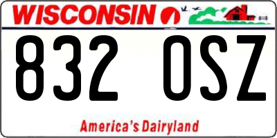 WI license plate 832OSZ
