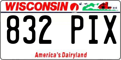 WI license plate 832PIX