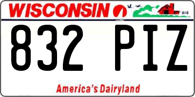 WI license plate 832PIZ