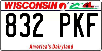 WI license plate 832PKF