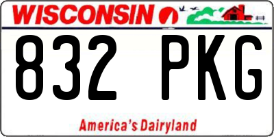 WI license plate 832PKG