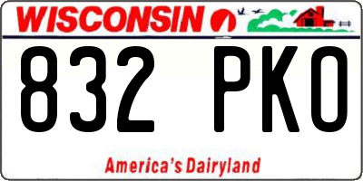 WI license plate 832PKO