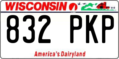 WI license plate 832PKP