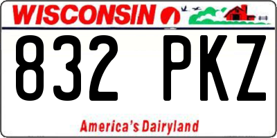 WI license plate 832PKZ