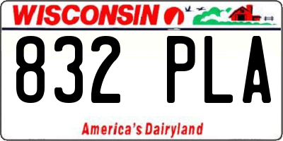WI license plate 832PLA