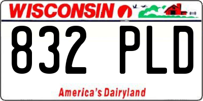 WI license plate 832PLD