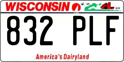 WI license plate 832PLF