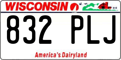 WI license plate 832PLJ