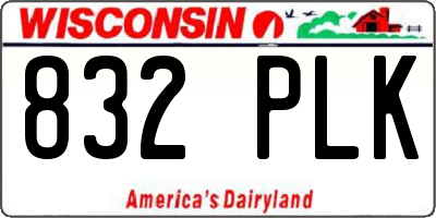 WI license plate 832PLK