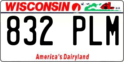 WI license plate 832PLM