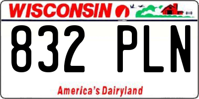 WI license plate 832PLN