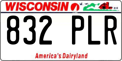 WI license plate 832PLR