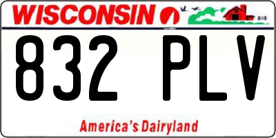 WI license plate 832PLV