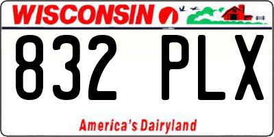 WI license plate 832PLX