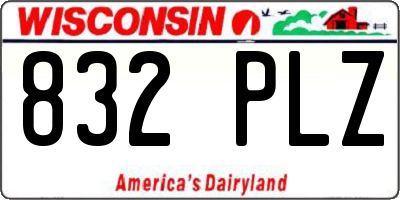 WI license plate 832PLZ