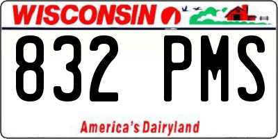 WI license plate 832PMS