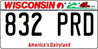 WI license plate 832PRD