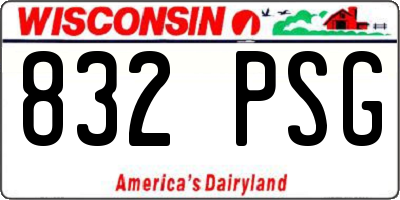 WI license plate 832PSG