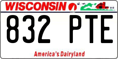 WI license plate 832PTE