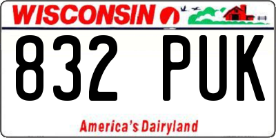 WI license plate 832PUK