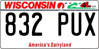 WI license plate 832PUX