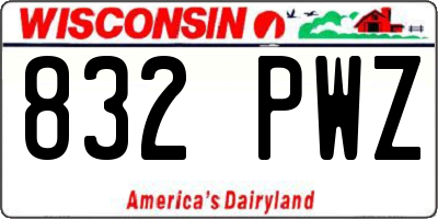 WI license plate 832PWZ