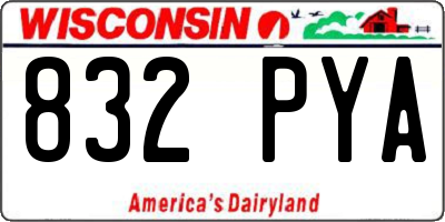 WI license plate 832PYA