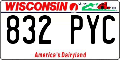 WI license plate 832PYC