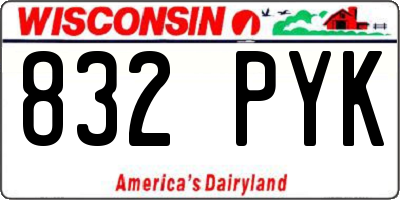 WI license plate 832PYK