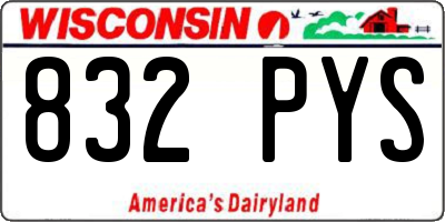 WI license plate 832PYS