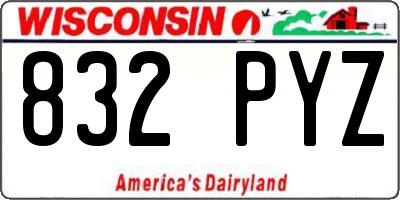 WI license plate 832PYZ