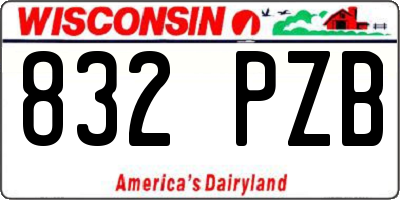 WI license plate 832PZB