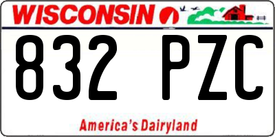WI license plate 832PZC