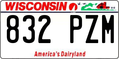 WI license plate 832PZM