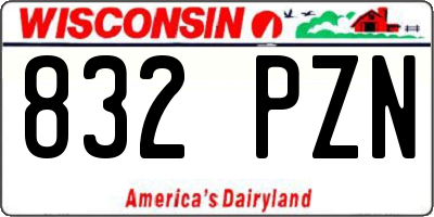 WI license plate 832PZN