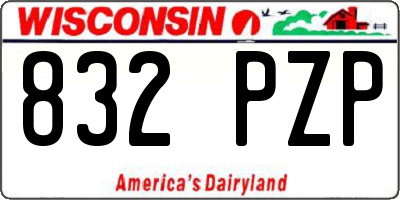 WI license plate 832PZP