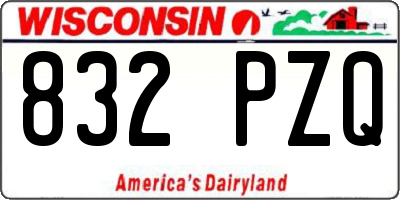 WI license plate 832PZQ